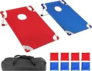 Cornhole Board | Portable PVC Framed Cornhole | Backyard Toss Game | Corn Hole Toss Set Includes 8 Bean Bags, 22.8 x 20 Inch Board, Foldable Toy for Camping Travel Patio Garden Park Beach Picnic