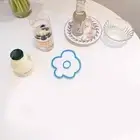 (Blue)Acrylic Flower Coaster Heat Insulation Cute Flower Transparent Stable N
