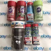 7-Piece Lot Wilton/BC Holiday/Christmas Baking Sprinkles Chocoloate Accents