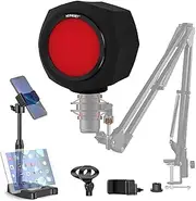 Microphone Windscreen Pop Filter, Recording Shield,Isolation shield Sound-Absorbing Foam Windscreen for Large Mic, Studio Equipment Indoor & Outdoor Recording with Gift Mic Stand&Phone Holder