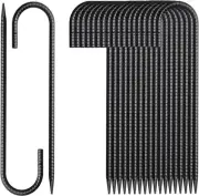 Rebar Stakes 12 Inch 20 Pack J Hook Ground J-12"x5/16"-20pcs, Black