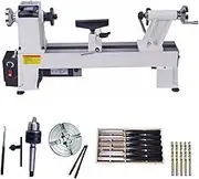 900W 17.7 * 12in Woodworking Lathe, With 6 Carbide Turning Tools And 6in Linkage Chuck, Speed 300-1300RPM/700-3800RPM, For DIY Woodworking Wood Drill Rotary Tool
