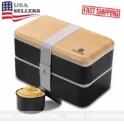 Sinnsally Japanese Bento Stackable Lunch Box w/ Compartments 47Oz Food Container