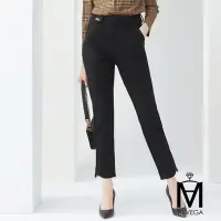在飛比找Yahoo奇摩購物中心優惠-MYVEGA麥雪爾 MA高含棉褲口開小岔顯瘦九分西裝褲-黑
