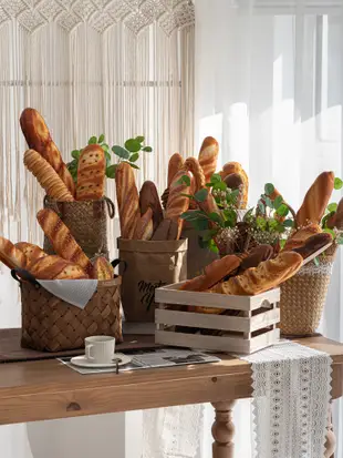 仿真長棍麵包模型道具廚房裝飾烘焙櫥窗擺設露營野餐場景佈置 (5.4折)