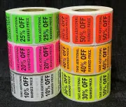 Square Mark Down Percent Off Sticker Adhesive % OFF Labels - 500 Labels/Roll