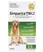 Simparica Trio Flea, Tick and Worming Chews for Dogs 20.1-40 kg, Green - 3 Pack
