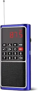 Leting Portable Radio with Mp3 Speaker, Radios Porable FM, Radio Support Tf Card/USB/Music Recording, Emergency Radio Rechargeable Battery Powered,FM Radio with Best Reception (Blue), L-338