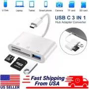 3 in 1 Type C USB OTG Adapter SD/TF Card Reader For iPhone 15 &Samsung Android