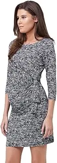 [Ripe] Maternity Women's Cross Hatch Tie Dress, Black (Black/White)