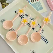 Star Ceramic Spoon Pink Magical Girl Heart Dessert Coffee Spoon Rice SpoK_