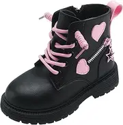 [KEOYA] Girls Ankle Boots Retro Hearts Pattern Boots with Zip Kids Non-slip Short Ankle Shoes Size 8-13