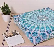Popular Handicrafts Floor Pillow Cushion Cover - Indian Hippie Mandala Square Ottoman Daybed Oversized Cotton Cushion Cover with Heavy Duty Zipper - Dog-Pets Bed, 35" Multicolor