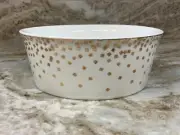 Fido's Diner Dog Dish. Pretty White With Square Gold Dots. 6 Inch. New.