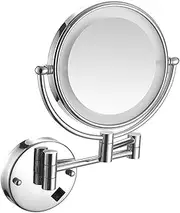 Wall Mounted Makeup Mirror with Magnification,Double-Sided Magnifying Round Bathroom Vanity Mirror,360° Swivel Design,10x Hardwired,Silver