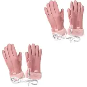 2 Sets Womens Heated Gloves Rechargeable Electric Miss Man Usb for Hand Warmers