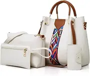 [SMALLBLUER] 4pcs Hobo Tote and Purse Satchel for Women Top-handle Handbag PU Shoulder Bag Clutch Card Holder