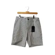 Ben Sherman Classic Flat Front Seersucker Shorts Navy White 30