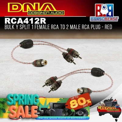 DNA RCA412R 1 Female RCA to 2 Male RCA Y Split Pro Spec Cable - Red