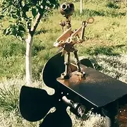 Handmade Metal Rock Band Windmill, Handmade Metal Drummer Windmill, Drummer Wind Spinner, Garden Rock Band Windmill, for Rock Lovers Garden Patio Decor (B)