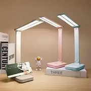 LuxLumin White Desk Lamp for Home Office,Portable Small Desk Lamp with 3 Lighting Modes, Battery Operated Rechargeable Desk Light for Kids, Reading,Studying,Dormitory, White