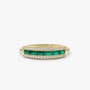 2Ct Baguette Cut Pretty Wedding Ring Natural Green Emerald Sterling Silver 925
