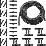 Tesnaao 30 PCS Car Windshield Washer Hose Kit, 13.1Ft Washer Fluid Hose & T-type Y-type I-type Hose Connector, Connect Water Pump and Nozzle Mounting Kit, Universa Replace Accessories for Car (Black)