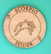 Auz Astrology Zodiac Animal Coaster (98mm) - Red Back Spider (Scorpio)