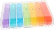 1Set Portable Medicine Container with Compartments Airtight Travel Organizer for Day Medication Easy to Carry for Pills and Supplements Rainbow Design