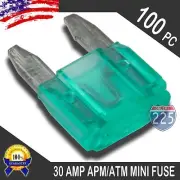 100 Pack 30A Mini Blade Style Fuses APM/ATM 32V Short Circuit Protection Fuse US