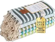 GOLD CASE HOME COLLECTION Myra Original Turkish Hand Towels - Set of 5 20x40 inches 100% Cotton Decorative Towel Bathroom & Kitchen & Hand，Face，Hair，Farmhouse，Gym，Tea & Dishcloth，Tones of Green