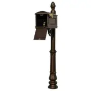 Unbranded Locking Insert Mailbox Bronze Post Mount w/Decorative Ornate Base