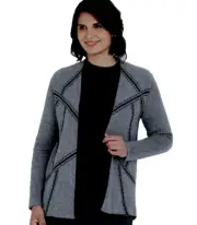 Cardigan Jacket Noni B Size M 12 Stretch Knit Grey Black Edge to Edge RP$130 NEW
