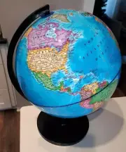 World Globe Rotating World Map Desktop 12” Geography *Stand/Magnifying Glass NEW