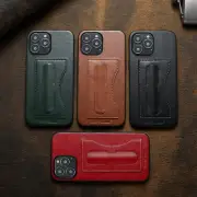 Retro PU Leather Back Cover Card Holder Kickstand for iPhone 13 14 15 Pro Max