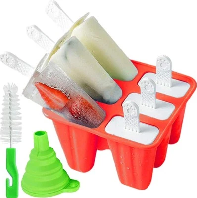 Popsicle Molds ,6 Pieces Silicone Ice Pop Models Popsicle Models Reusable Easy