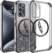 [YUXING] Mobile Phone Case for Oppo A16 / Oppo A16s / Oppo A54s Case Glitter Bling Girl Protective Case Shockproof Transparent Ultra Thin Bumper Back Cover Slim Case (Black)