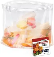 Turkey Brine Bag, 26"×22", 2 Pack, Extra Large Brining Bags for Turkey, Chicken, Beef, Fish, Pork - Holds up to 35lbs, Double Zipper Heavy Duty Brine Bag with Flat Bottom, 2 Cotton Strings & Clips