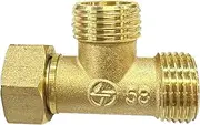 3 Way Pipe Connection, Brass G1/2 Thread T Shaped T Shop Plug, Accessories for Copper Pipe Connection Connections, Accessories of Solar Water Pipe Heating Accessories (a)