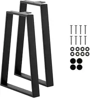 Yes4All Store 16’’ Trapezoid Furniture Metal Legs - Heavy Duty Wrought Steel Feet with Thickness of 10 mm - DIY Iron Furniture Legs for Coffee Table, Bench, Side Table, Nightstand Set of 2,Black