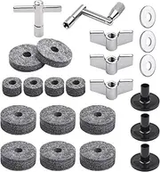 23pcs Cymbal Replacement Accessories Drum Parts with Cymbal Stand Felts Drum Cymbal Felt Pads Include Wing Nuts Washers Cymbal Sleeves and Drum Key