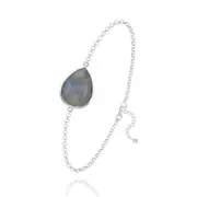 Silver Genuine Labradorite Gemstone Swarovski Crystal Bracelet