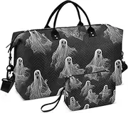 [ZRYSMY] Duffel Bag for Traveling, Halloween Scary Black Travel Bag Gym Bag, with Multiple Interior Pockets Shoulder Weekender Bag for Women Men with Toiletry Bag 20.5L x 1.9W x 13.8H, Multi-Colored