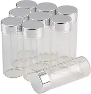 12pcs 40ml Clear Glass Bottles with Silver Aluminum Cover, Liquid Gift Wedding Crafts Wishing Bottles Jars Empty Glass Jars for Spices, Candies and Candle Bottle