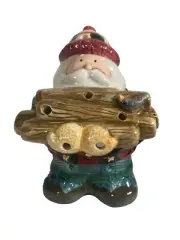 Debbie Mumm WOODLAND Santa RARE Votive Candle Holder Christmas Decor 6.5”x5” New