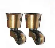 Set of 2 Brass Casters, Heavy Load Capacity, Universal Furniture Casters