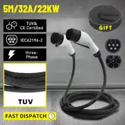 Type2 to Type2 EV Charging Cable 32A 480V 22KW 3phase Public Quick Charging