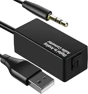 192KHz Digital to Analog Audio Converter, Digital Optical Toslink to Analog 3.5mm Jack Audio Cable Adapter