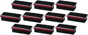 Set of 10, 6 Inch Long Hand Rice Container, Kurobuchi Vermilion, Shokado