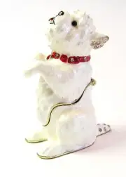 West Highland Terrier Jewelled Trinket Box or Dog Figurine - Begging
